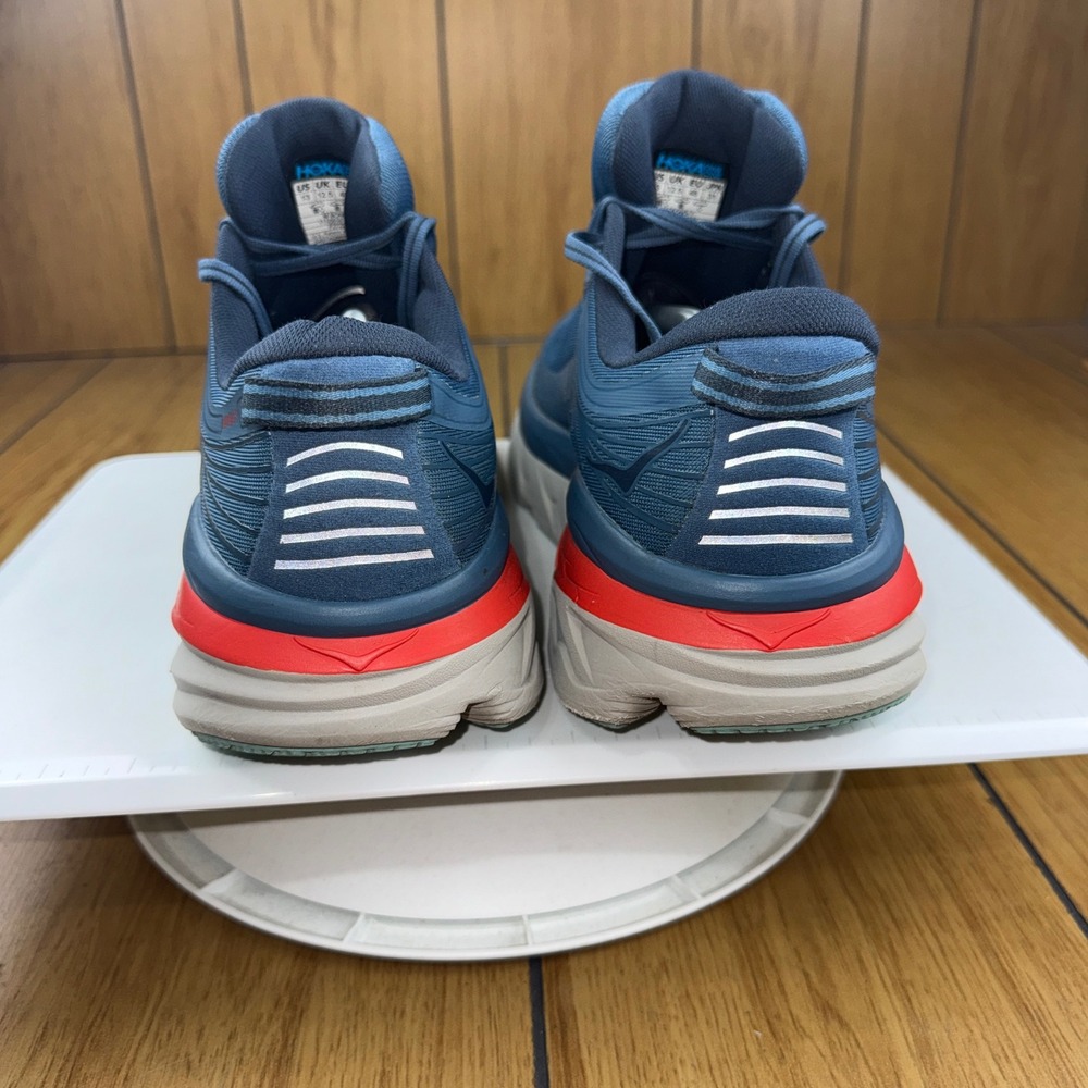 Hoka One One Bondi 7 Mens Running Shoes Blue Fog Ombre Red 1110518 RTOS Size 13 - Picture 8 of 16